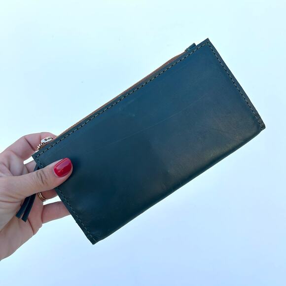 Parker Clay Letty Leather Wallet Forest Green Zip Top Bifold Quality - Picture 4 of 7